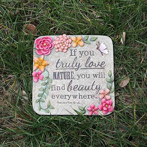 Garden Memorial Stepping Stones by CEDAR HOME If You Truly Love Nature Your will Find Beauty Everywhere, Square