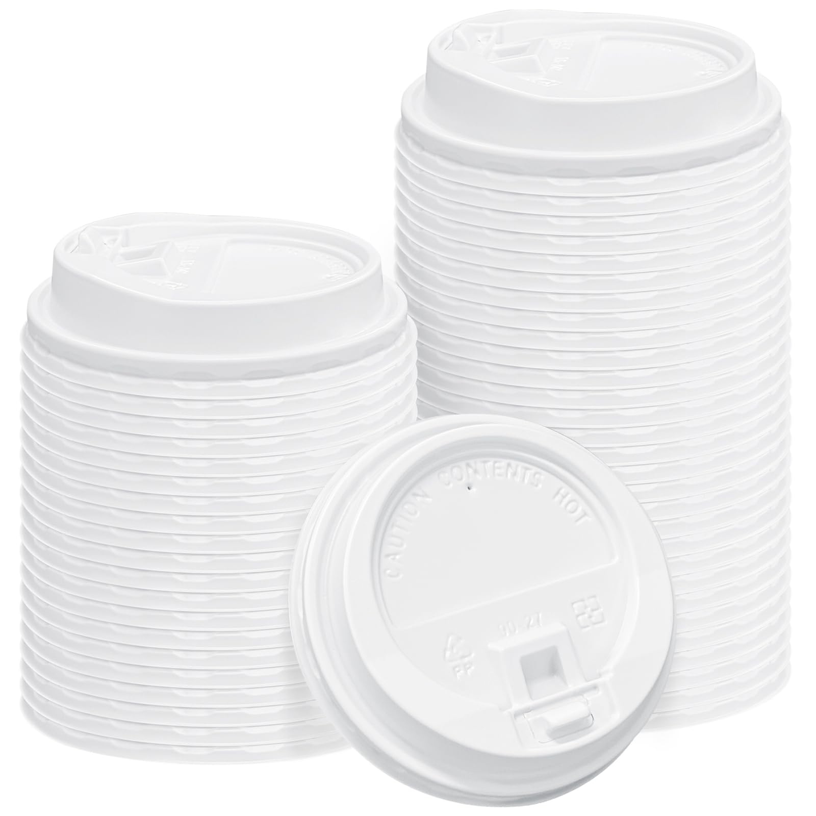 Photo 1 of SIUQ 150 Pack Coffee Cup lids, Disposable Plastic Cup Lids for 10, 12, 16, 20, 24 oz Paper Cups, Hot/Cold Drinking Cup Lids, 3.54 Inches/90 mm Diameter - White