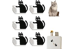 Cat Whisker Holder,Cat Whisker Vase,Black Cat Refrigerator Magnet Vase, Refrigerator Ornament Cute Desk Wall Decor Cats Fur H