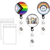 GTOTd Rainbow Be Kind Pride Retractable Badge Reels(3 Pack) with ID Badge Holder.LGBTQ Cute Merch Gifts Party Supplies Badge Clip for Nurse Name Tag Card Key Wallet Men Women