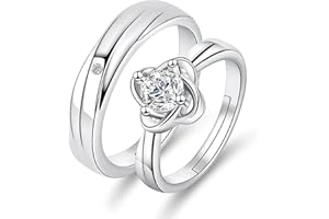 MIFYNN Matching Rings for Couples Promise Rings for Him & Her Engagement Wedding Rings Set Adjustable Silver Couple Rings Statement Rings Valentines Day Gifts