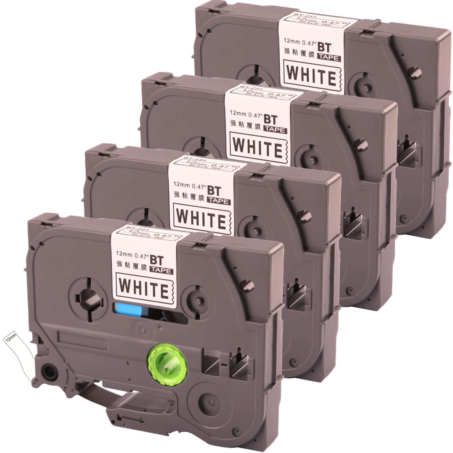 DINGYI Label Tape Compatible Label Printer Tape 12mm 0.47Inch Label Tape,Replacement for Touch Tze-231, Black on White, 4 Pack