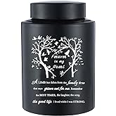 6 Inches Small Urn for Human Ashes Stainless Steel Mini Cremation Urn Small Keepsake Urn Memorial Ashes Container-Black