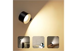 Kitloo Wall Lights, LED Battery Operated Sconce Wall Mounted with Rechargeable 360° Rotate Magnetic Ball,3 Brightness Levels&3 Color Temperatures, Wall Lighting for Bedside Reading