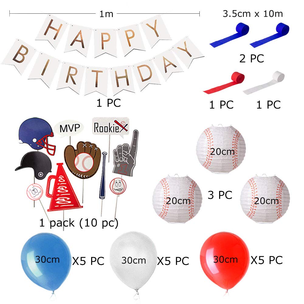Easy Joy Anniversaire Sportif Enfant Baseball Party Decorations Happy Birthday Deco Kit Photo Booth Sport Base Ball Accessoires De Photobooth Cuisine Maison