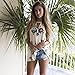 Clearance Sale! Women Shirts WEUIE Floral V Neck Print Loose Beach Ladies Casual T Shirt Tops Blouse Top (Size L/US 10, White)