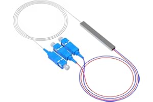 Poyiccot Fiber Optical Splitter, SC UPC 1X2 PLC Singlemode Fiber Optical Splitter, Telecom-Grade 0.9mm G657A1 Singlemode Fibe Pigtail 1260/1650nm. 1M/3.3FT.