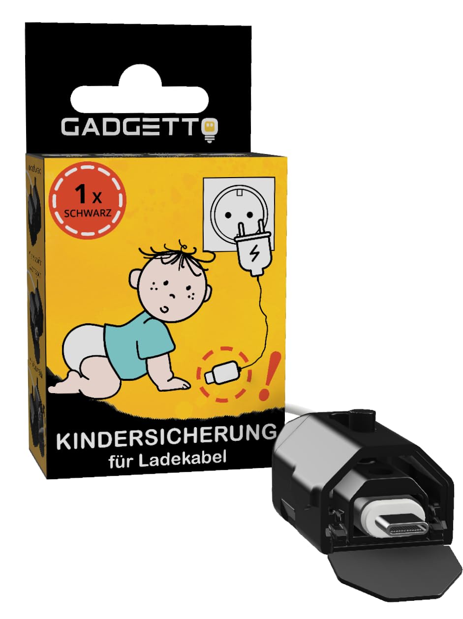 GADGETTO Child Lock for Mobile Phone Charging Cable Retrofit Pack of 1 (Black)
