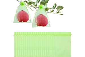 40 Pcs Fruit Protection Bags 6" X 8" Reusable Netting Bags Fruit Tree Netting for Trees Garden Netting Mesh Bag with Drawstri