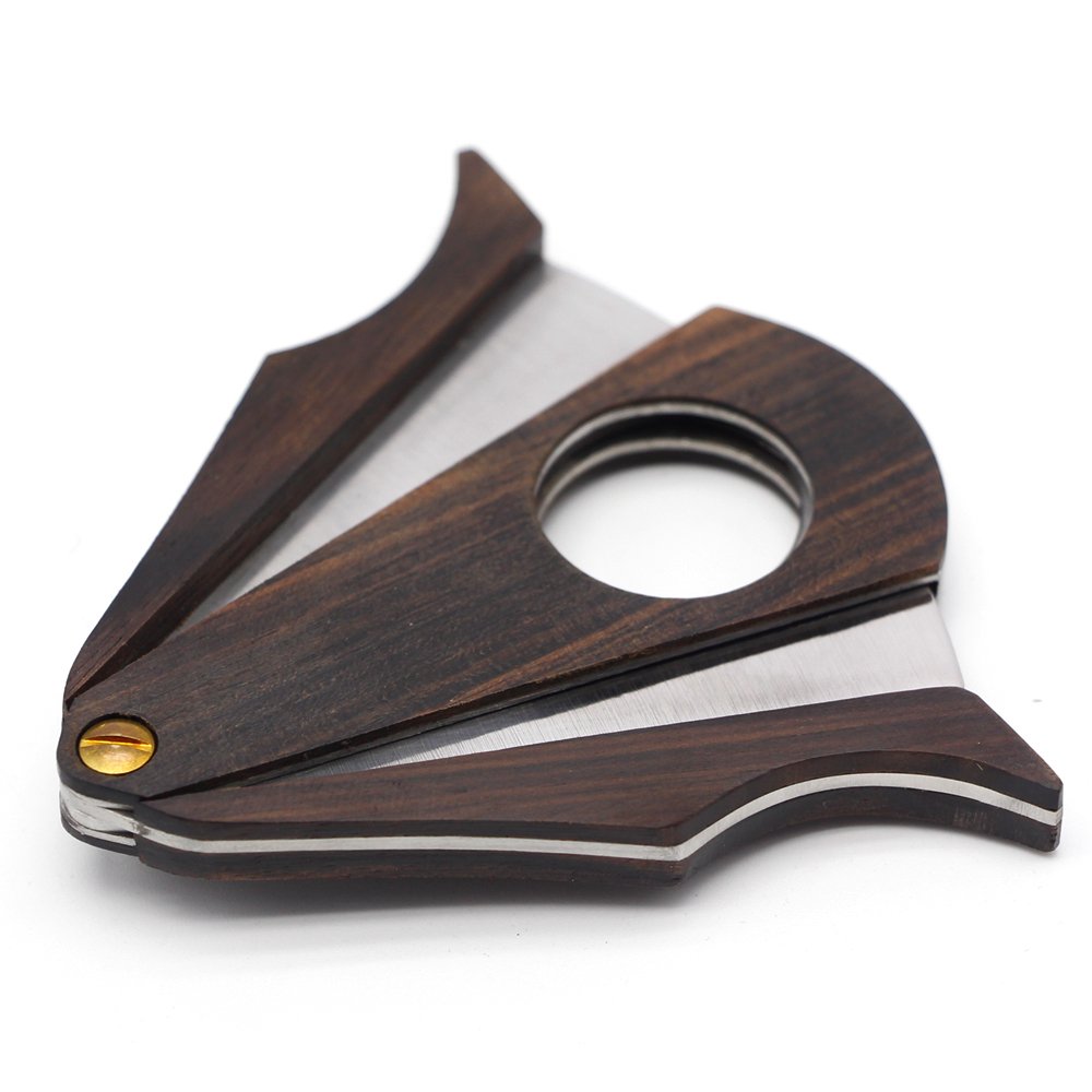 GALINER Cigar Cutter Lock System Wood Stainless Steel Double Cut Blade