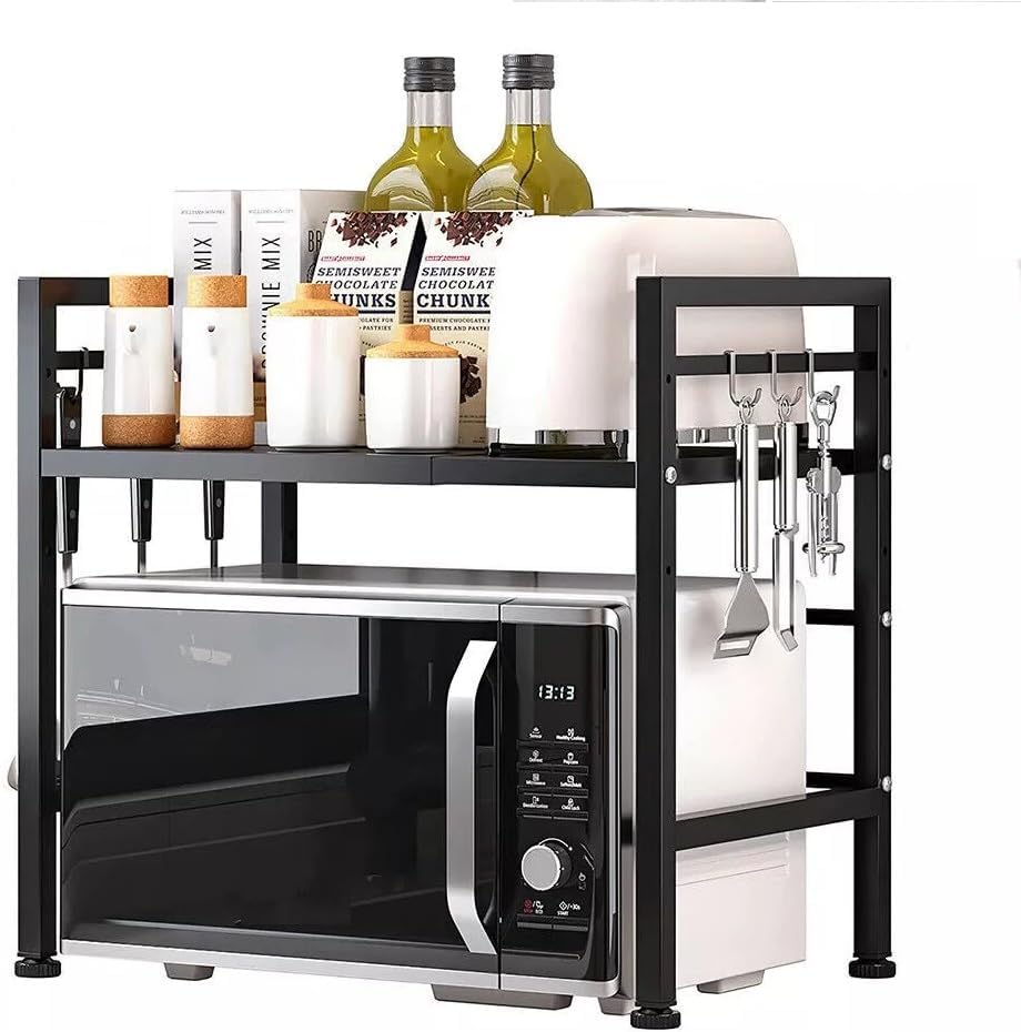Multibao 2 Tier Expandable Microwave Rack Shelf, Kitchen Storage Solution