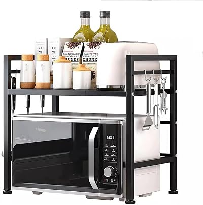 Multibao 2 Tier Expandable Microwave Rack Shelf, Kitchen Storage Solution