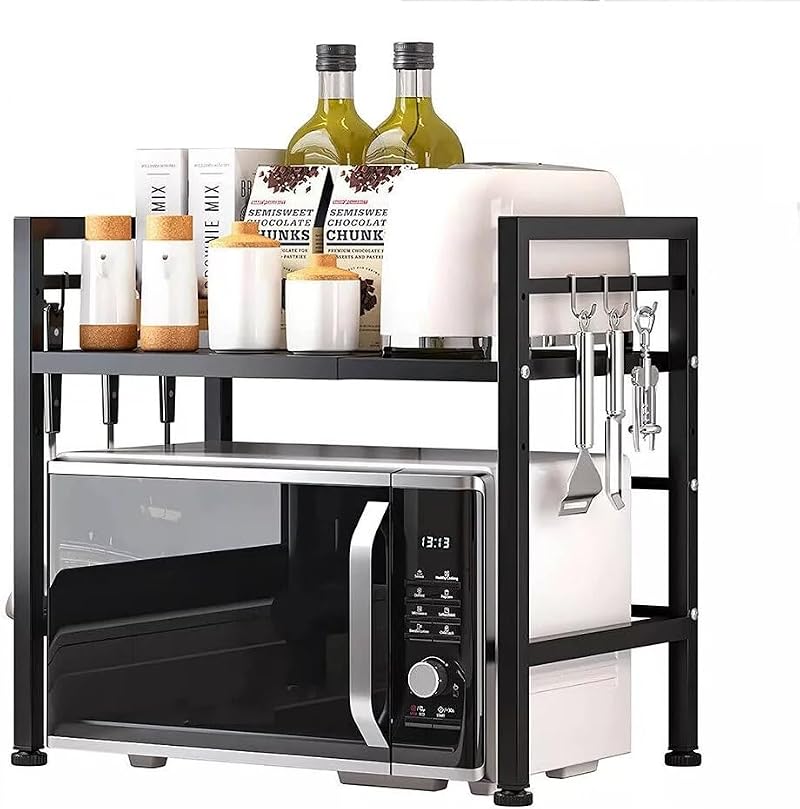 Multibao 2 Tier Expandable Microwave Rack Shelf, Kitchen Storage Solution