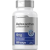 Horbäach Astaxanthin 4mg | 150 Softgels | Supplement from Microalgae | with Coconut Oil | Non-GMO, Gluten, Soy Free