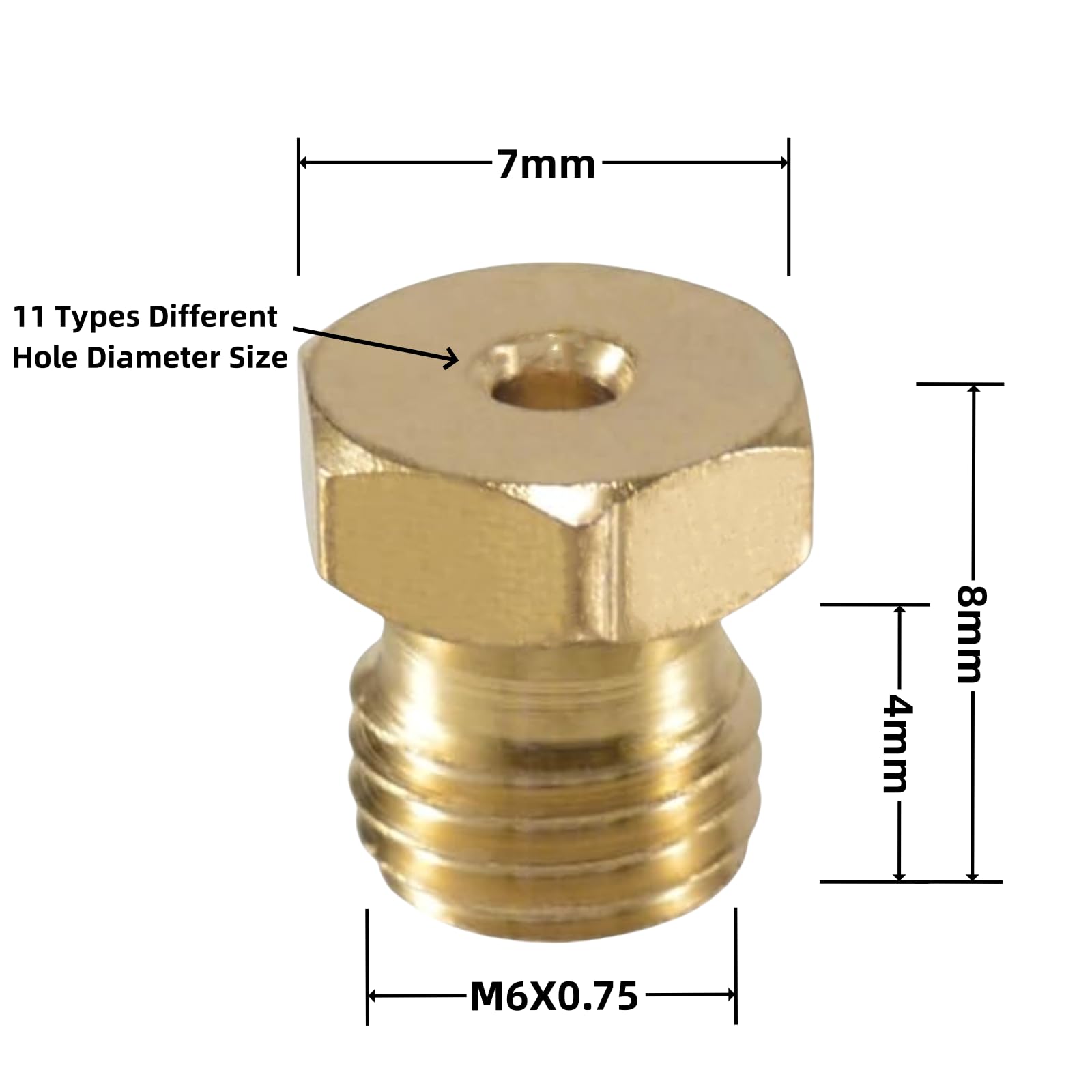 ​36 Pcs Propane Orifice Kit,Propane Lp Natural Gas Brass Jet Burner Nozzle Replacement Parts M6x0.75 mm Gas Spray Tip 0.3/0.4/0/7/0.8/0.9/1.0/1.1/1.2/1.5/1.7/1.9mm