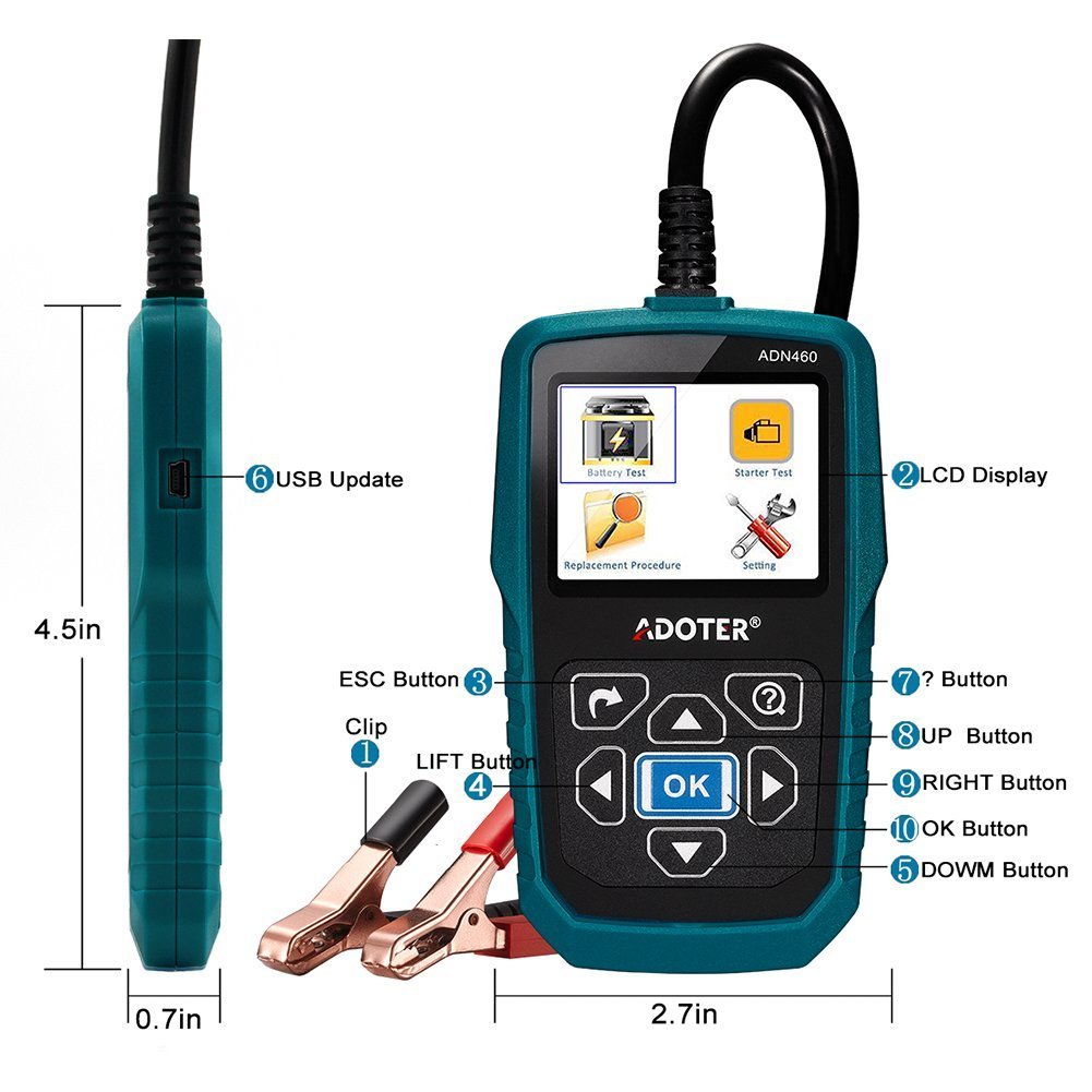 Tools & Equipment Light Duty Vehicle Car Mini Van Adoter ADP460 12V/24V Battery Load Tester,100