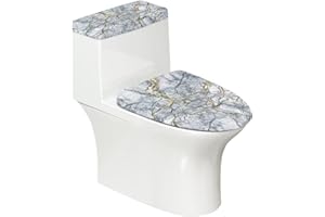 Vanideaoty Gray Marble Toilet Tank Cover Set of 2 Pack Toilet Lid Cover Washable Fits Most Size Tanks & Lids,Soft Bathroom Replacement Easy to Clean