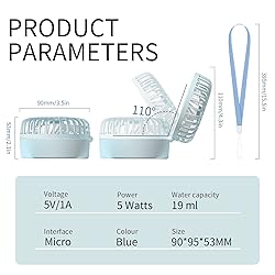I-SHUNFA Portable Folding Fan, 2000mAh
