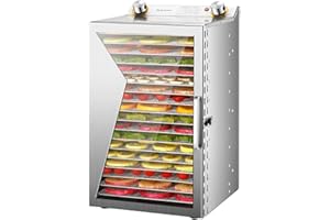 Lylunnamsp Food Dehydrator Machine, Commercial Freeze Dryer with 6/8/12/18 Tray, Adjustable Timer & Temperature Control, Stai