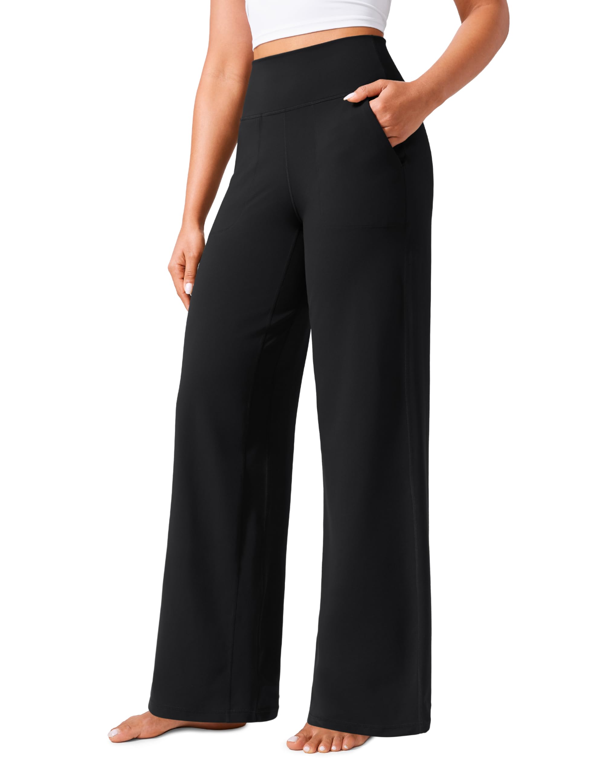 CRZ YOGA Dames Butterlift High Waisted Wide Leg Broek met Zakken 31
