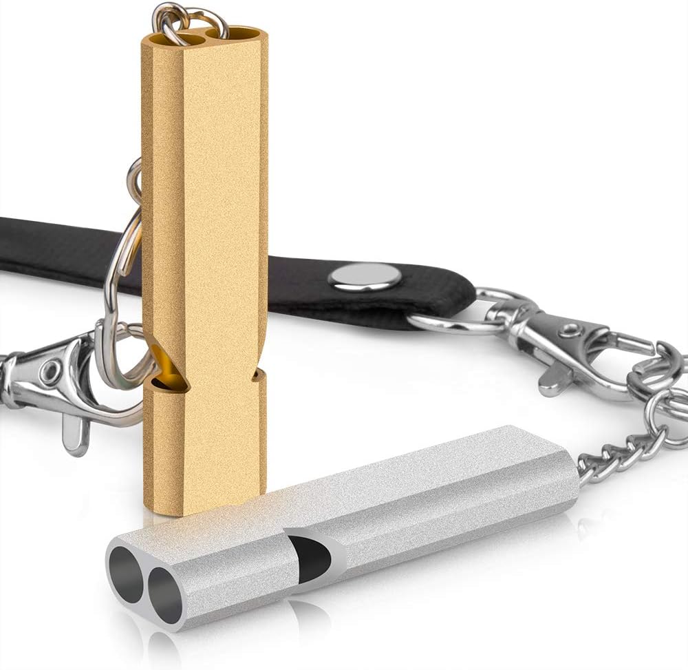 SHvivik Emergency Whistle, 2PCS Premium Safety Survival Whistles with Lanyard Keychain, High Pitch Double Tubes for Outdoor Hiking Camping Hunting Fishing Boating