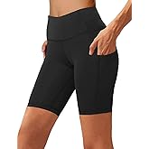 Aoliks Biker Shorts Women with Pockets - 8" High Waisted Tummy Control Running Workout Spandex Gym Volleyball Yoga Shorts
