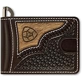 ARIAT Men's Brindled Calf Hair Leather Bifold Money Clip