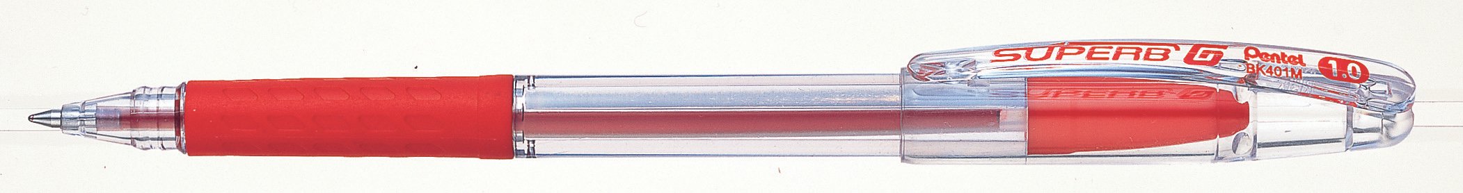Pentel Superb Grip Ball Pen 1.0mm Tip 0.5mm Line Red Ref BK401M-B [Pack of 12]