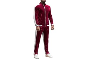 RPOVIG Velour Tracksuit Sweatsuit Velvet:Men's Jogging track suit 2 Pieces Set Zip Up Sweatshirts Jacket Pants With Pockets