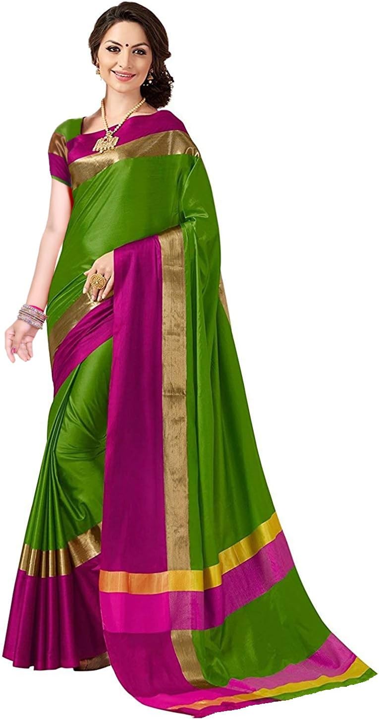ANNI DESIGNERWomen's Cotton Silk Saree With Blouse Piece
