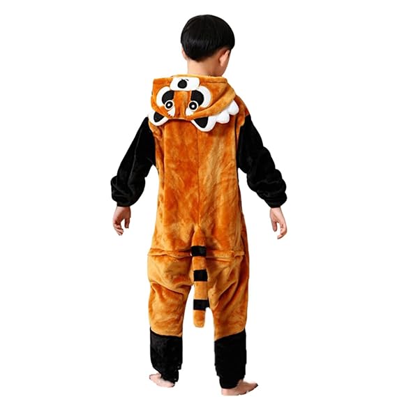 Kinder Onesie Jumpsuit mit Kapuze Kigurumi Schlafanzug Jungen Nachtwäsche Karneval Tierkostüm Cosplay Fleece-Overall Pyjama