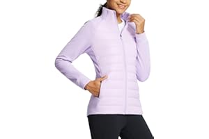 baleaf Women's Running Jacket Winter Lightweight Water Resistant Puffer Coat Fall Cold Weather Hiking Zip Pockets