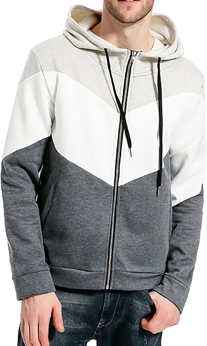 colorblock sewing patchwork fleece hoodie