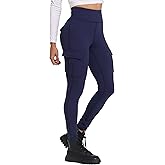 Womens Cargo Leggings Yoga Work Pants with Pockets Gym Athletic Workout Running Hiking High Waisted Tummy Control