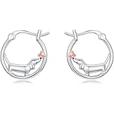 Midari Animal Huggie Hoop Earrings Hypoallergenic Sterling Silver Elephant/Unicorn/Black Cat/Dinosaur/ Panda/Pug/Turtle/Sloth/Axolotl/Frog/Raccoon/Dachshund Earrings valentines day gifts for dog lovers