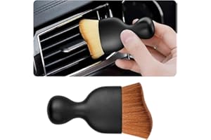 Blilo Car Interior Detailing Brush, Auto Soft Hair Cleaning Brushes, Curved Dirt Dust Collectors, Removal Tool for Dashboard Air Conditioner Vents Leather, Scratch Free (Dark Brown/1PCS)
