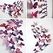 Mudder 3D Butterfly Stickers Wall Stickers for Home, Room Decoration, 24 Pieces (Purple Red)