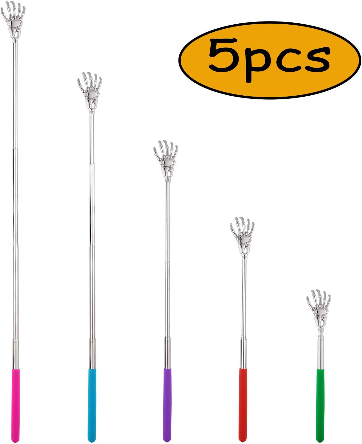 KUUQA 5 Pack Telescopic Back Scratcher, Portable Handheld Massage Stick Extendable Back Massager Tool (Color Random) - Image 3