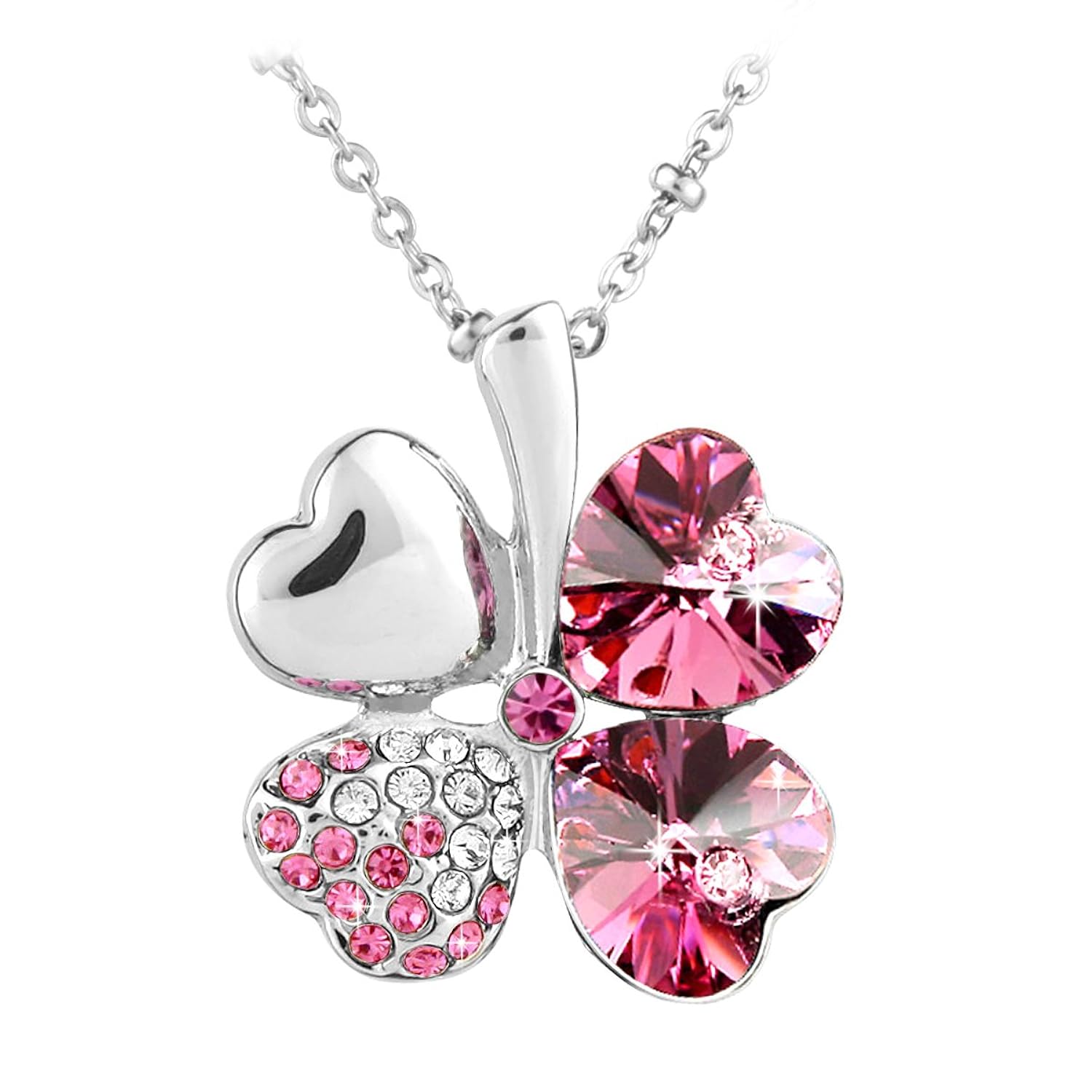 Le Premium Collar con dije de con cristal swarovski rosa chapado oro
