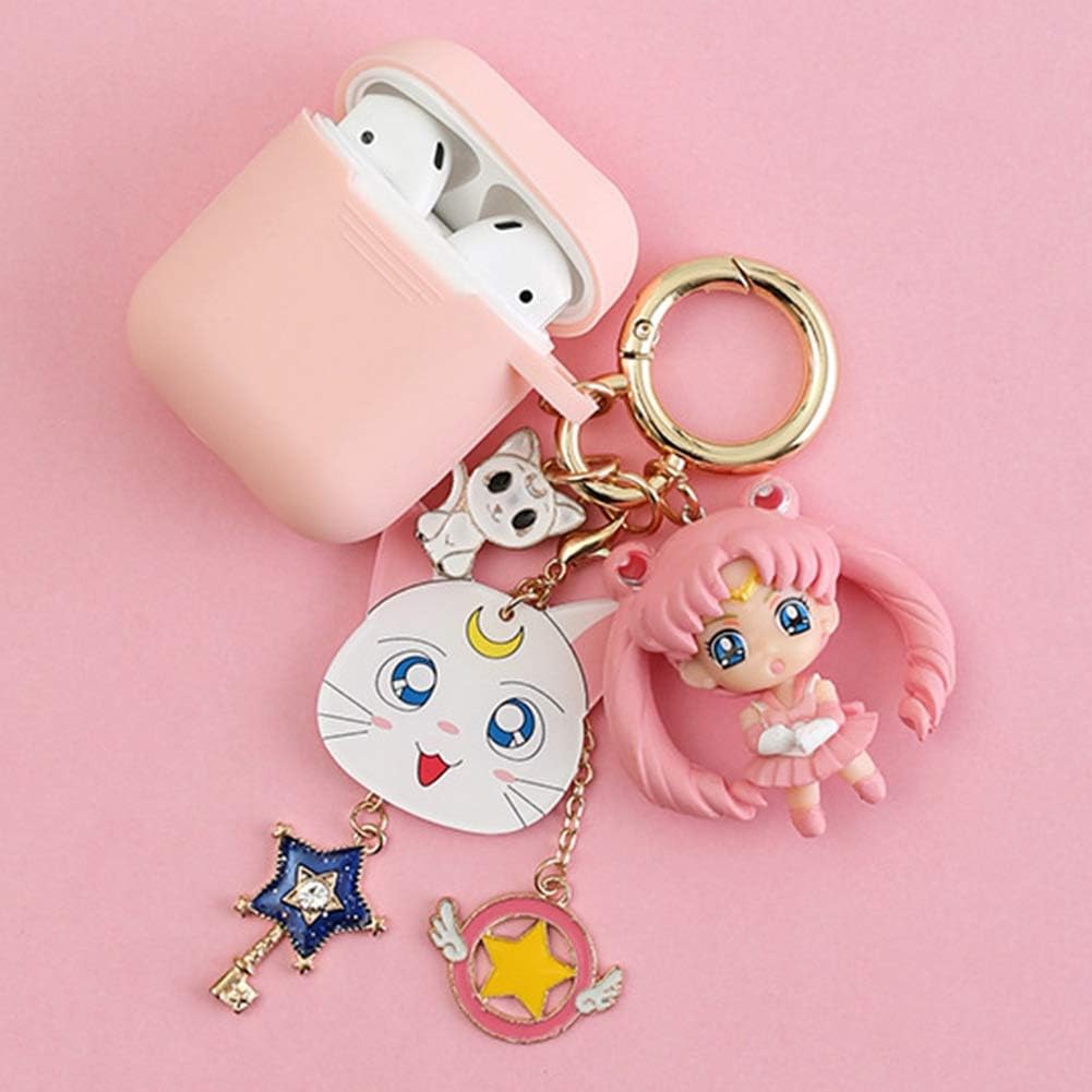 SGOT Cute AirPods 1/2 Protective Case, Kawaii Cases, Anime AirPods Case, Dustproof Waterproof Case for Apple AirPods, Silicone Cases Sailor Moon 02