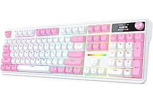 Redragon K762 Wireless Gasket Gaming Keyboard w/Hype Screen & Knob, 104 Keys Mechanical Keyboard, Easy-Control 1.14’’ TFT Inf