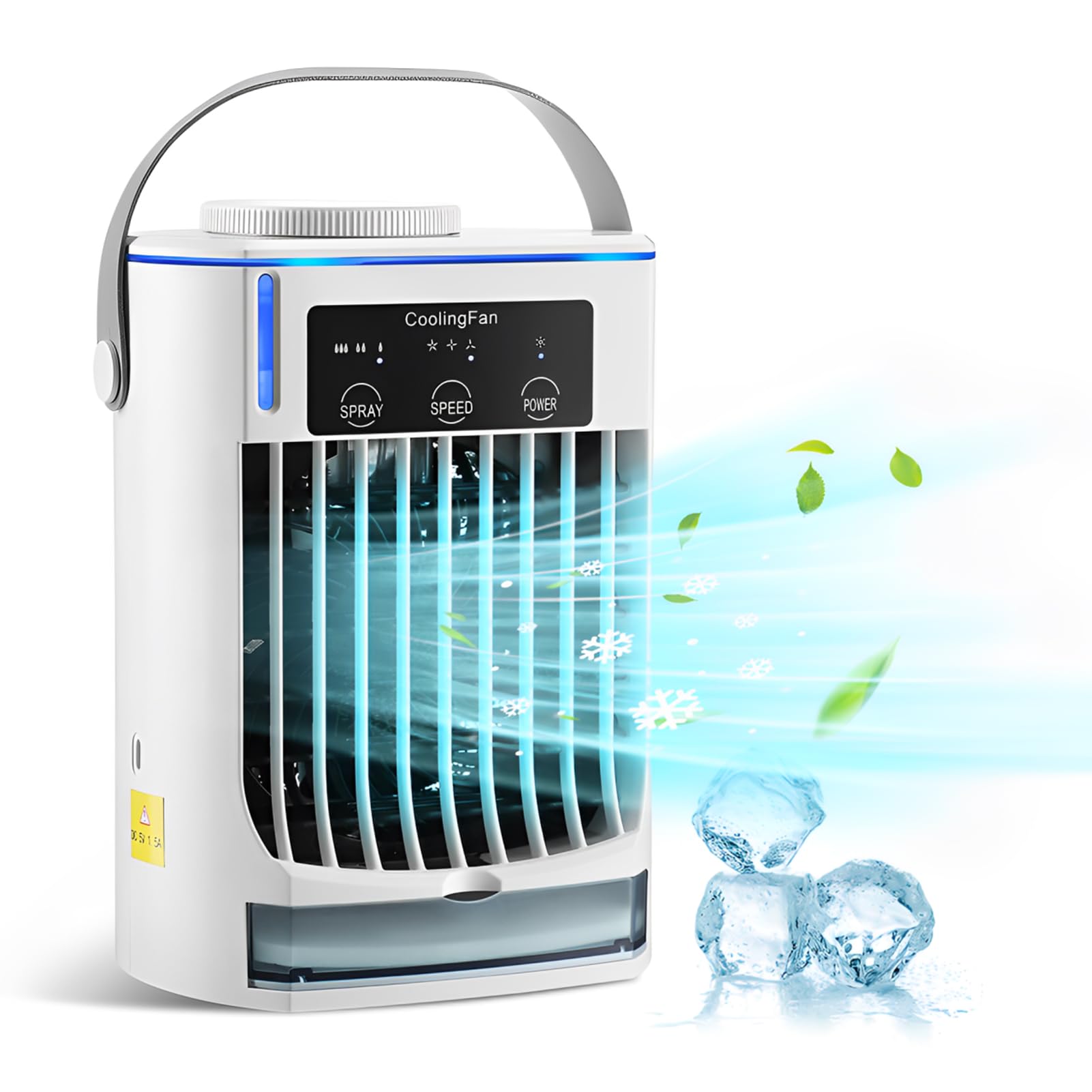 Portable Air Conditioners, Personal Evaporative Air Cooler Fan, 3 Wind Speed USB Desktop Cooling Fan with 500ml Water Tank for Room Office