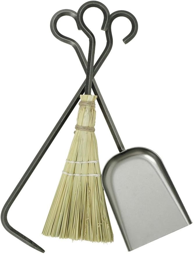 Enclume 3 Piece Short Fireplace Tools, Hammered Steel