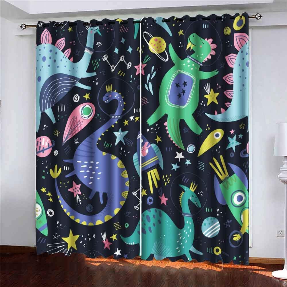 EMMTEEY dinosaur Window Curtains,52x84 Curtains 2 Panels