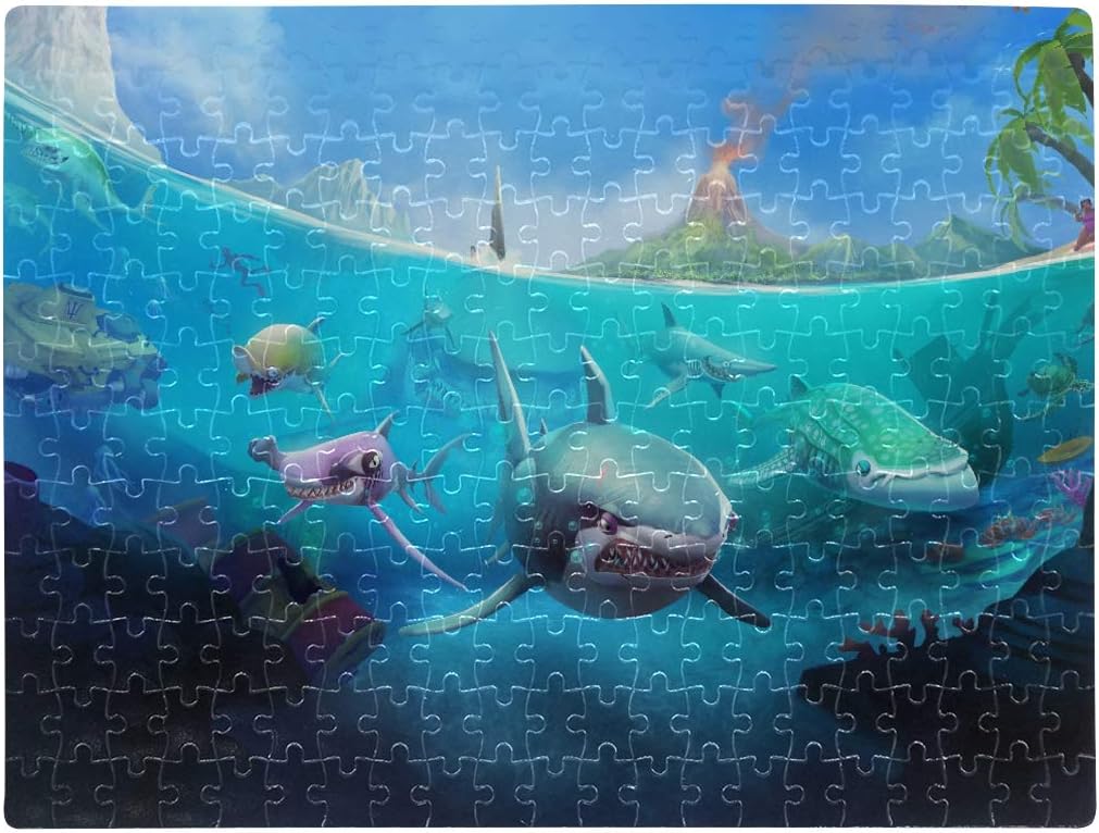 A3 Size 252 Pieces Photo Jigsaw Puzzle Hungry Shark World X iOS Android Shark Adult Puzzle Games 15.63 X 11.81 Inch Cardboard Puzzles for Adult Children