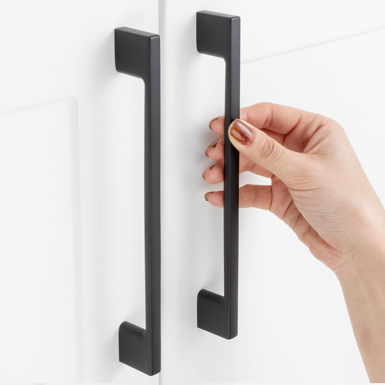 Photo 1 of ASKANO 10 Pack 6-1/4 Inch Hole Centers, Matte Black Cabinet Pulls Black Cabinet Handles Black Kitchen Hardware for Cabinets ZP2205 Drawer Bedroom Dresser Bathroom Vanity Cupboard Closet