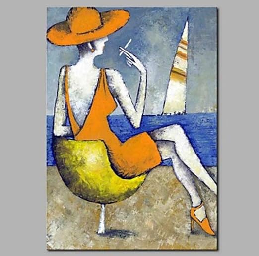 Pintura Al Oleo Pintada A Mano Sobre Lienzo Las Personas Figura