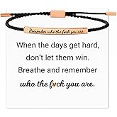 Your Always Charm Remember Who The F You Are Bracelet Dont Let The Hard Days Win Bracelet Motivational Bracelet for Women Braided String Inspirational Gifts
