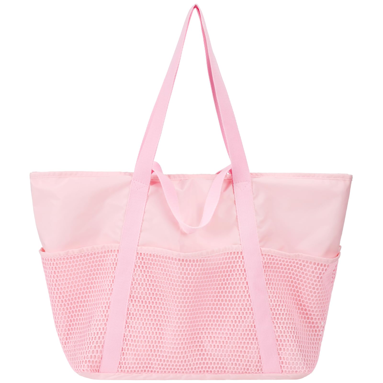 Photo 1 of F-color Beach Bags Waterproof Sandproof - Large Capacity Family Tote Bag for Women with Zipper, Carry on Beach Bag for Travel Pool Swim Gym Cruise Vacation Essentials, Pink