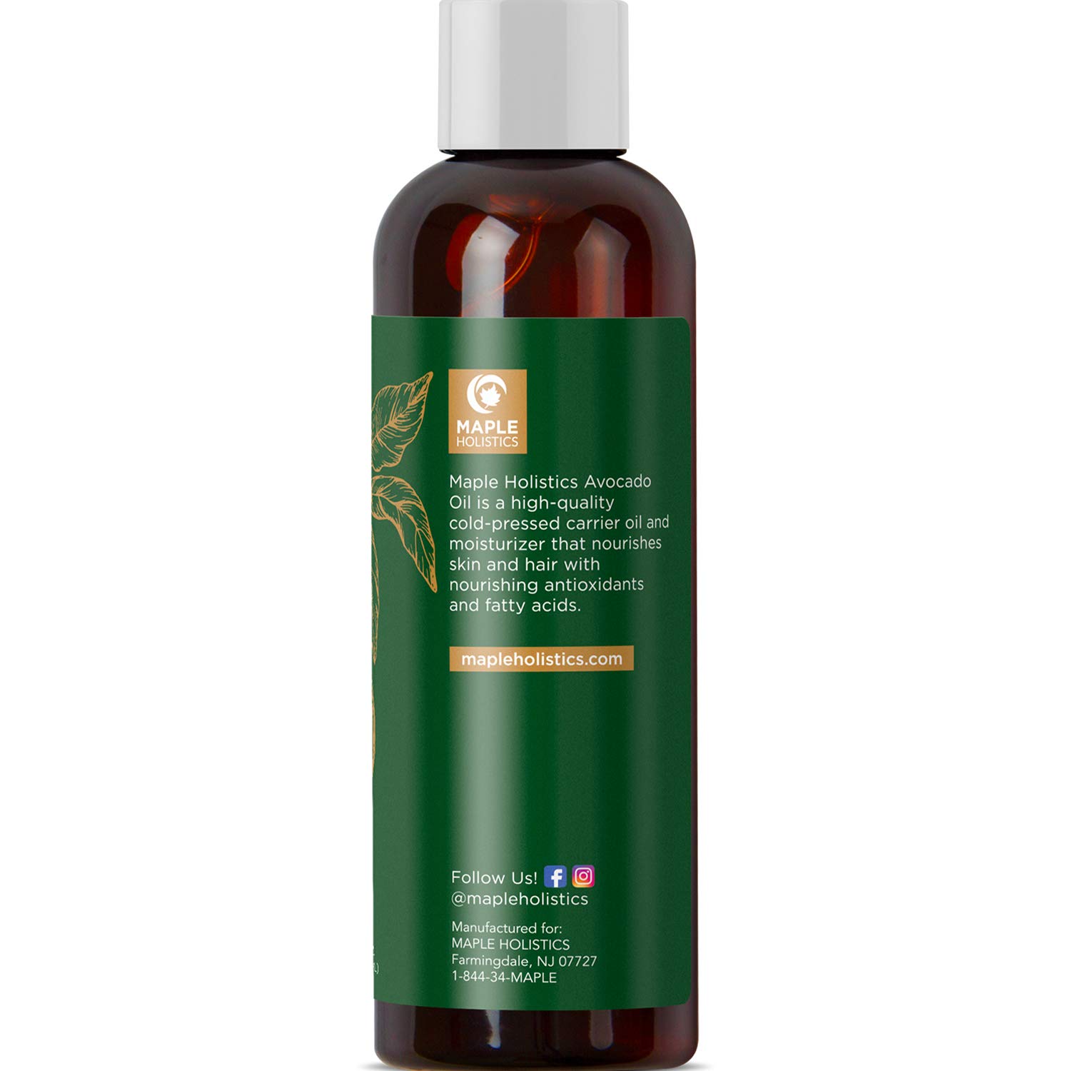 100% Pure Avocado Oil - Deep Tissue Moisturizer for Hair Face & Skin - Rich in Retinol & Vitamin E to Reduce Wrinkles - Supports Skin Rejuvenation & Hair Growth - 4 Oz - USA Made By Maple Holistics : Beauty
